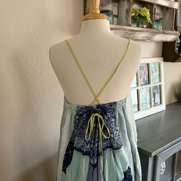 NWT Free People Womens Patchwork Halter Happy Days Maxi Dress Indigo Combo M/L - Picture 10 of 16